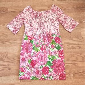 EUC Lilly Pulitzer Floral Pink and Green Dress, Size 6